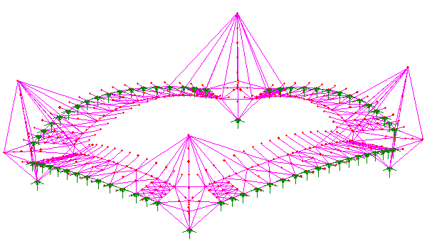 LUSAS 모델의 Chunju / Jeongu 스타디움 지붕