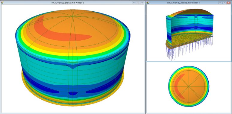 쉘 모델의 후프 축 응력