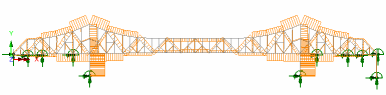 샌프란시스코-오클랜드 베이 교량 동쪽 주 경간 해체 중 부재의 축력 애니메이션.