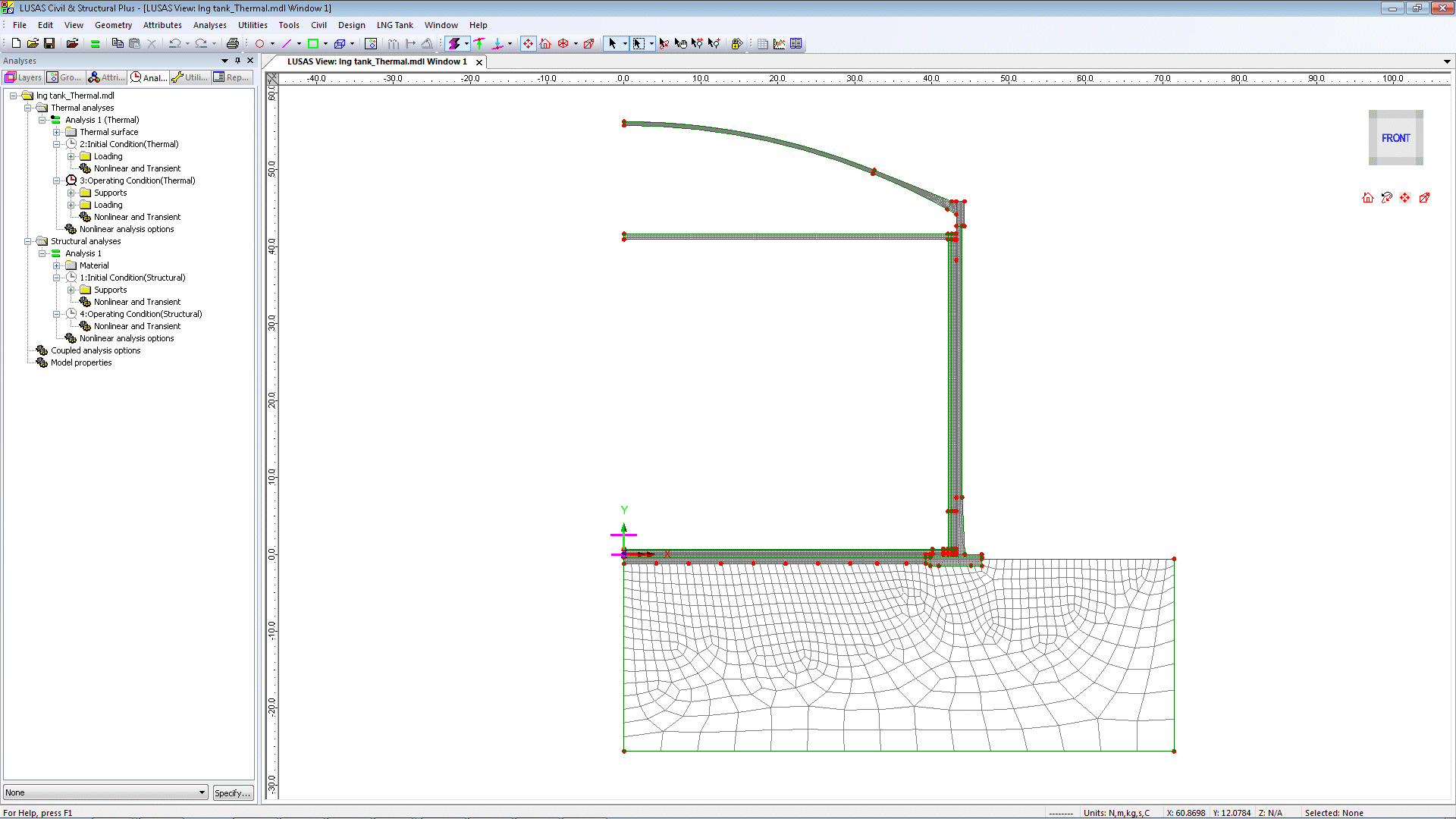 2D 축대칭 결합 열/구조 해석