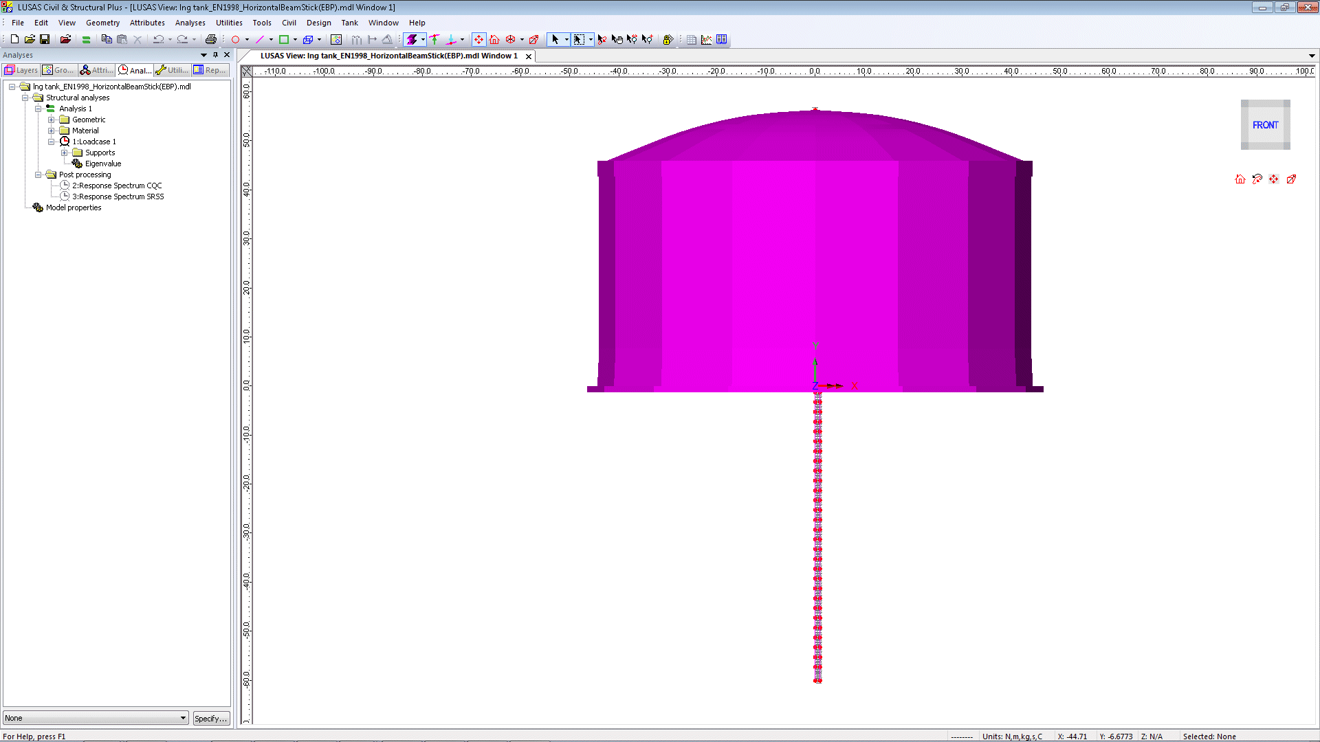 2D 빔-스틱 내진 해석